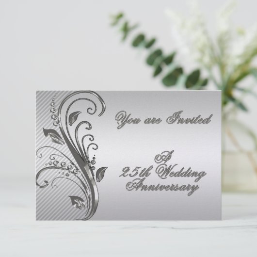 25th Wedding Jubileum RSVP Uitnodiging Kaart (Staand voorkant)
