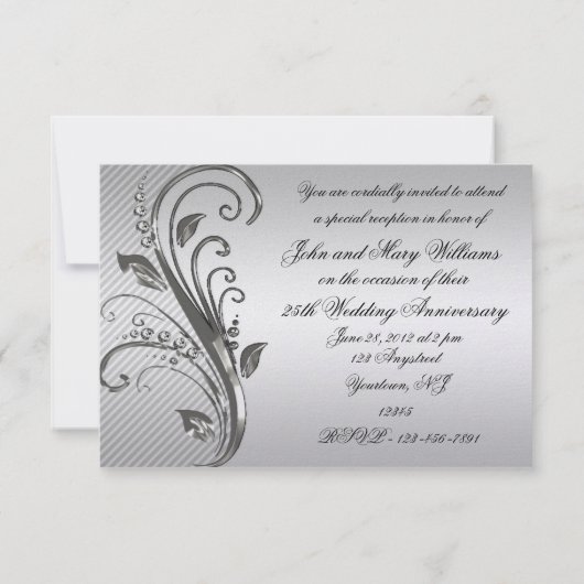 25th Wedding Jubileum RSVP Uitnodiging Kaart (Achterkant)