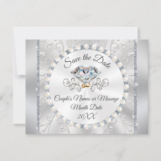 25th Wedding Jubileum Save the Date Cards Kaart (Voorkant)