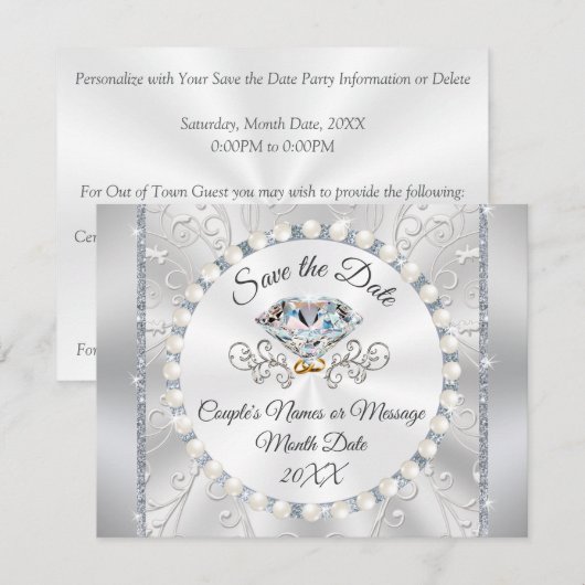 25th Wedding Jubileum Save the Date Cards Kaart (Voorkant / Achterkant)