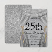 25th Wedding Jubileum Silver and Black Sparkle Kaart (Voorkant / Achterkant)