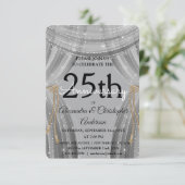 25th Wedding Jubileum Silver and Black Sparkle Kaart (Staand voorkant)