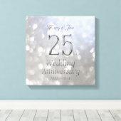 25th Wedding Jubileum Silver Bokeh Typografie Canvas Afdruk (Insitu (Houten vloer))