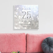 25th Wedding Jubileum Silver Bokeh Typografie Canvas Afdruk (Insitu (Woonkamer))