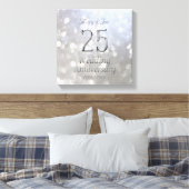 25th Wedding Jubileum Silver Bokeh Typografie Canvas Afdruk (Insitu (Slaapkamer))