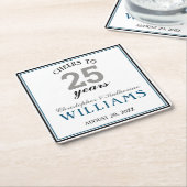 25th Wedding Jubileum Silver Cheers tot 25 jaar Kartonnen Onderzetters (Schuin)
