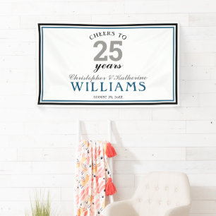 25th Wedding Jubileum Silver Cheers tot 25 jaar Spandoek