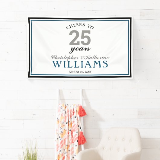 25th Wedding Jubileum Silver Cheers tot 25 jaar Spandoek (Insitu)