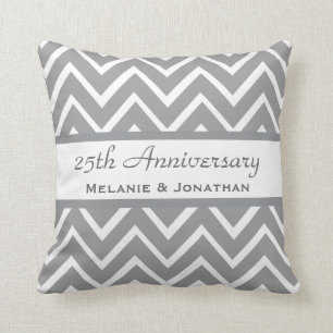 25th Wedding Jubileum Silver Chevrons B22 Kussen