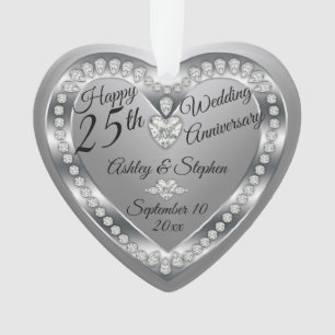 25th Wedding Jubileum Silver Diamonds Foto Ornament