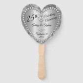 25th Wedding Jubileum Silver Diamonds Keepslag Handwaaier (Voorkant)