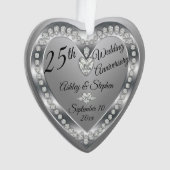 25th Wedding Jubileum Silver Diamonds Keepslag Ornament (voorkant)
