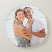 25th Wedding Jubileum Silver Foto Rozen Floral Rond Kussen (Achterkant)