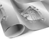 25th Wedding Jubileum Silver Heart Emblem Cadeaupapier (Rol Hoek)