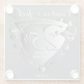 25th Wedding Jubileum Silver Heart Emblem Glazen Onderzetter (Achterkant)