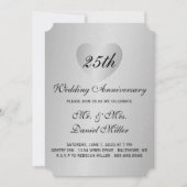 25th Wedding Jubileum Silver Heart Kaart (Voorkant)