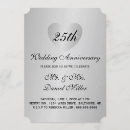 25th Wedding Jubileum Silver Heart Kaart
