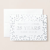 25th Wedding Jubileum Silver Hearts Confetti Folie Kaarten (Voorkant met envelop)