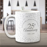 25th Wedding Jubileum Silver Hearts Koffiemok<br><div class="desc">Ontworpen om te coördineren met ons 25e Jubileum Silver Hearts collectie. Met delicate zilverharten. Pas je aan met je speciale 25 jaar zilveren trouwdag-informatie in de kic Silver-brief. Ontworpen door: Thisnotme©</div>