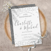 25th Wedding Jubileum Silver Love Hearts Script Kaart