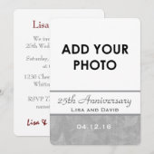 25th Wedding Jubileum Silver Muted Leaves B09A Kaart (Voorkant / Achterkant)