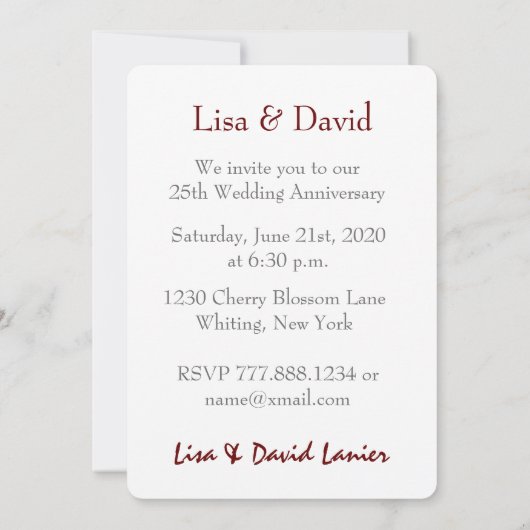 25th Wedding Jubileum Silver Muted Leaves B09A Kaart (Achterkant)