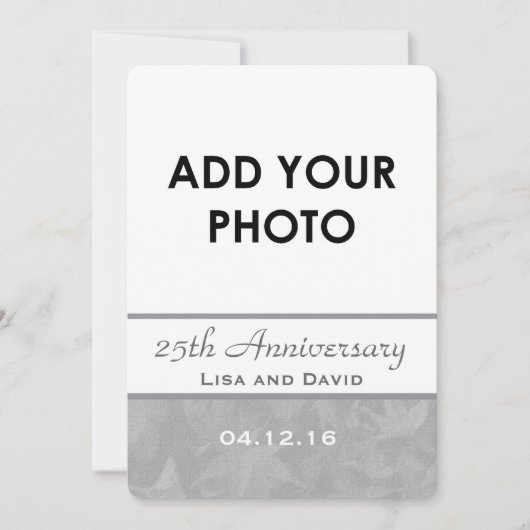 25th Wedding Jubileum Silver Muted Leaves B09A Kaart (Voorkant)