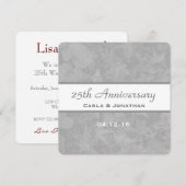 25th Wedding Jubileum Silver Muted Leaves B09B Kaart (Voorkant / Achterkant)