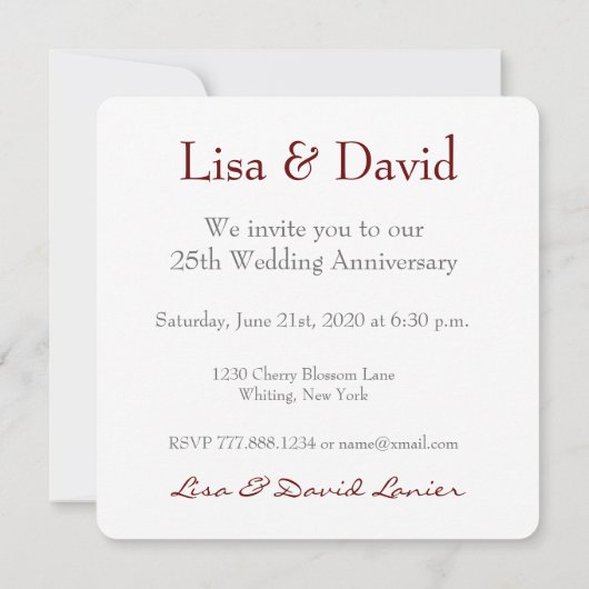 25th Wedding Jubileum Silver Muted Leaves B09B Kaart (Achterkant)