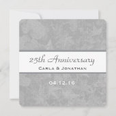25th Wedding Jubileum Silver Muted Leaves B09B Kaart (Voorkant)