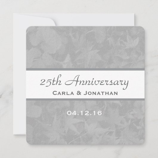 25th Wedding Jubileum Silver Muted Leaves B09B Kaart (Voorkant)