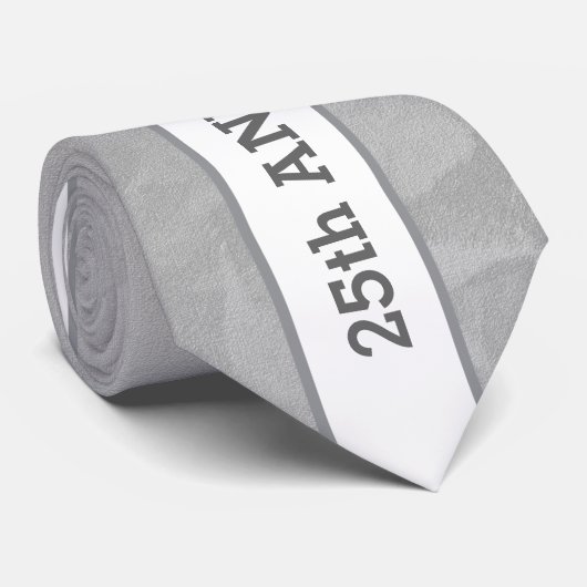 25th Wedding Jubileum Silver Muted Leaves C01 Stropdas (Opgerold)