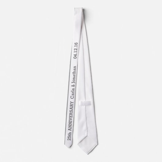 25th Wedding Jubileum Silver Muted Leaves C01 Stropdas (Achterkant)