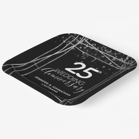 25th Wedding Jubileum Silver Papieren Bordje (Gebogen)