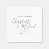 25th Wedding Jubileum Silver Simple Signature Servet (Voorkant)