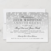25th Wedding Jubileum Silver Sparkle Lights Kaart (Voorkant)