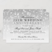 25th Wedding Jubileum Silver Sparkle Lights Kaart (Voorkant / Achterkant)