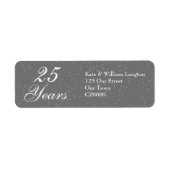 25th Wedding Jubileum Silver Stardust Confetti Etiket (Voorkant)