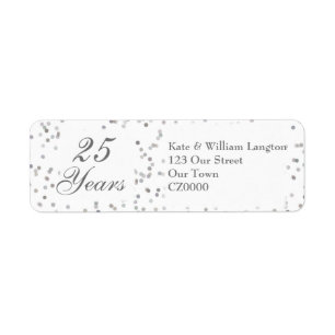 25th Wedding Jubileum Silver Stardust Confetti Etiket