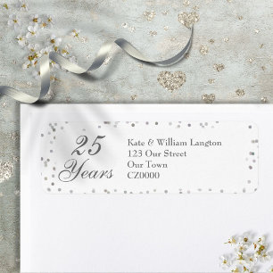 25th Wedding Jubileum Silver Stardust Confetti Etiket