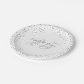 25th Wedding Jubileum Silver Stardust Confetti Papieren Bordje (Gekanteld)