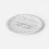 25th Wedding Jubileum Silver Stardust Confetti Papieren Bordje (Gekanteld)