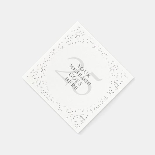 25th Wedding Jubileum Silver Stardust Confetti Servet (Hoek)