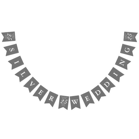 25th Wedding Jubileum Silver Stardust Confetti Vlaggetjes (Alle)