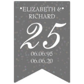 25th Wedding Jubileum Silver Stardust Confetti Vlaggetjes (Eerste vlag)