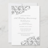 25th Wedding Jubileum Silver Swirl Flourish Kaart (Voorkant)