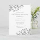 25th Wedding Jubileum Silver Swirl Flourish Kaart (Staand voorkant)
