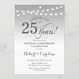 25th Wedding Jubileum - Silver White Kaart