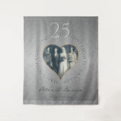25th Wedding Jubileum silvery Foto Heart Wandkleed (Voorkant)