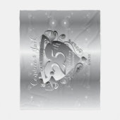25th Wedding Jubileum Silvery Heart Emblem Fleece Deken (Voorkant)